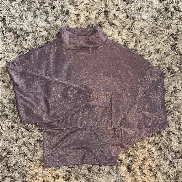 Free People Cowl Neck Shimmering Purple Long Sleeve Blouse size Small - Picture 3 of 14